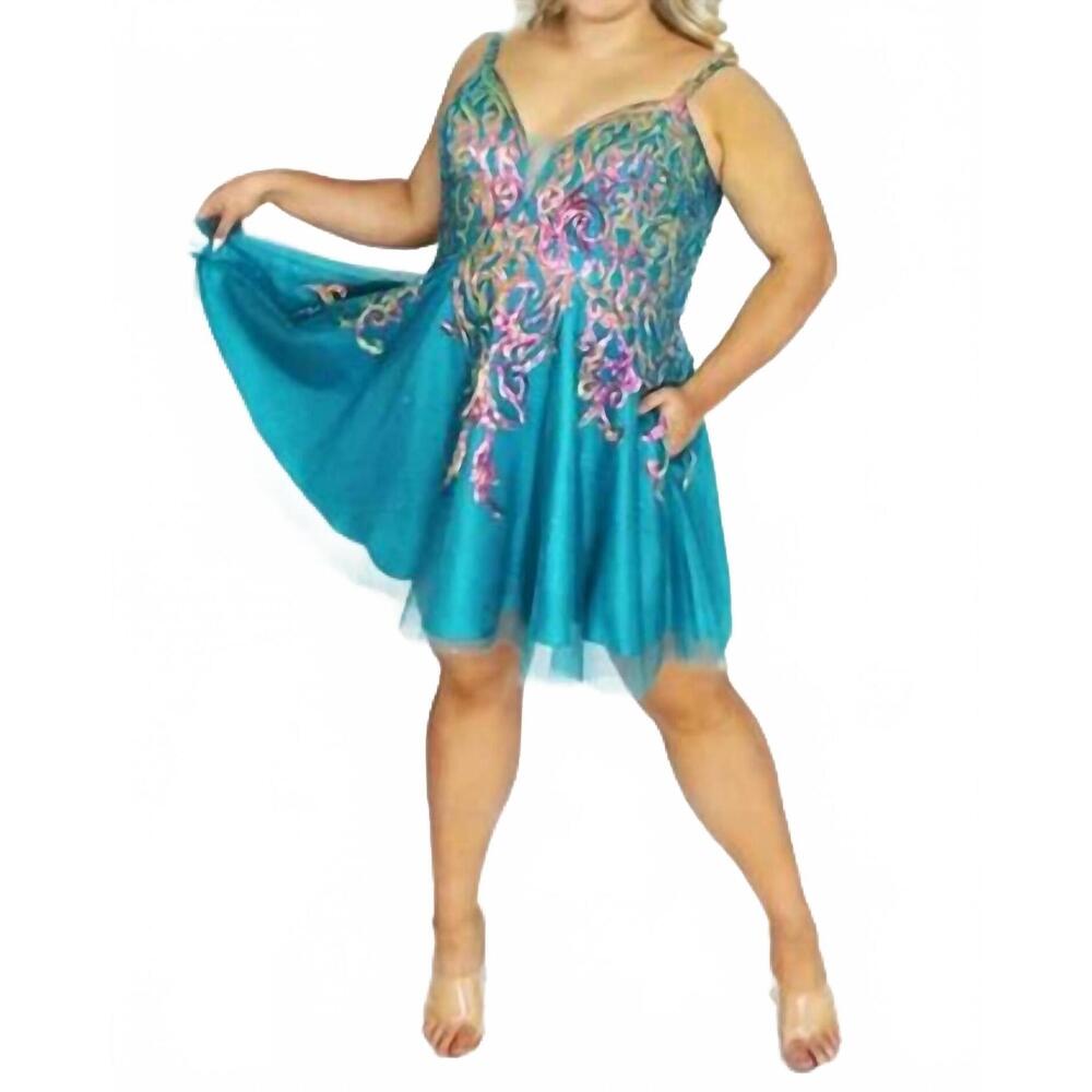NEW SYDNEY'S CLOSET scoop back sequin cocktail dress in jade